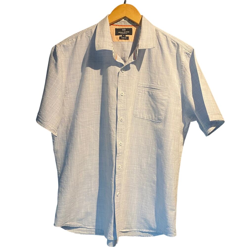 Michael Brandon XL Slim Fit Button Down Light Blue Business Casual Date Night